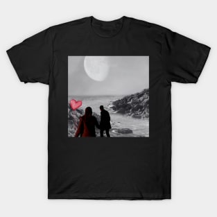 Valentine Wall Art - Dangerous date on the shore - Unique Valentine Fantasy Planet Landsape - Photo print, canvas, artboard print, Canvas Print and T shirt T-Shirt